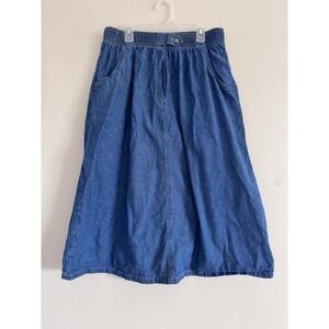 Vintage Jean Skirt Blue Denim Women's 14 Koret 90s 80s Nineties VTG Long Flared